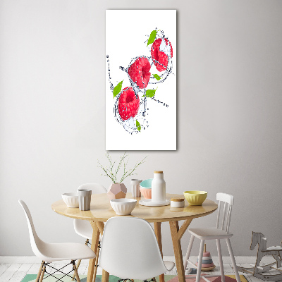 Nowoczesny szklany obraz ze zdjęcia pionowy Maliny