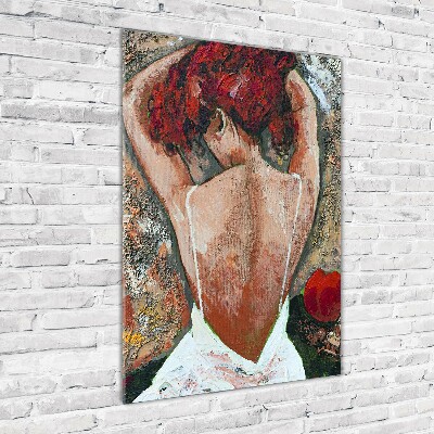 Verticale glasfoto Vrouw