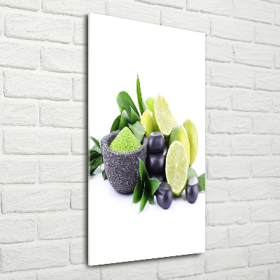 Verticale foto op glas Citrusvruchten en stenen