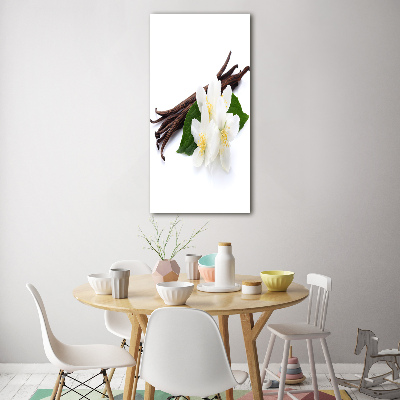 Verticaal glasschilderij Jasmijn en vanille