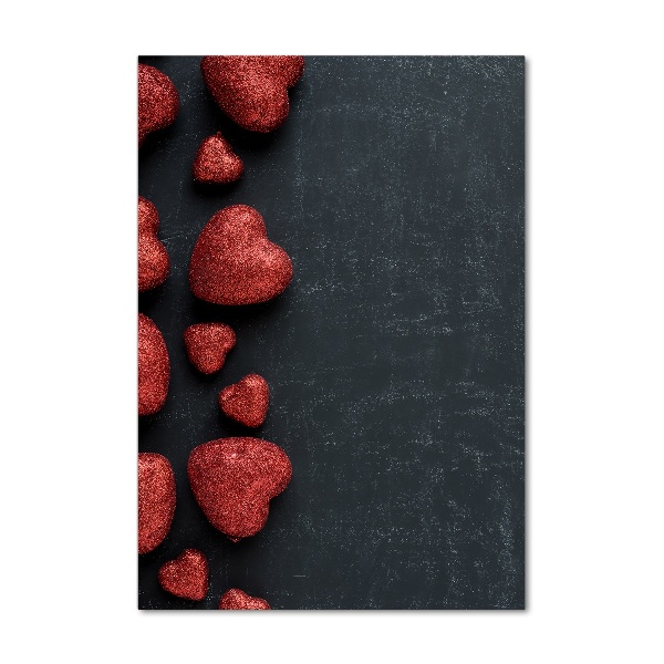 Verticale foto op glas Harten op het bord