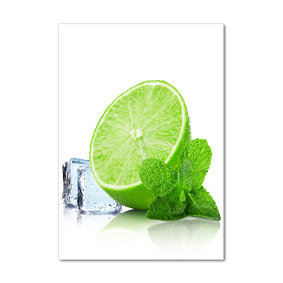 Verticaal glasschilderij Limoen en ijs