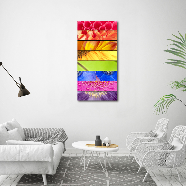 Verticale foto op glas Kleurrijke bloemen