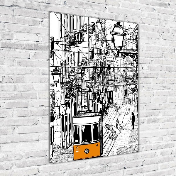 Foto obraz na szkle pionowy Tramwaj w Lizbonie
