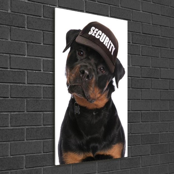Verticale glasfoto Rottweiler met pet
