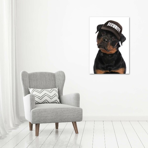 Verticale glasfoto Rottweiler met pet