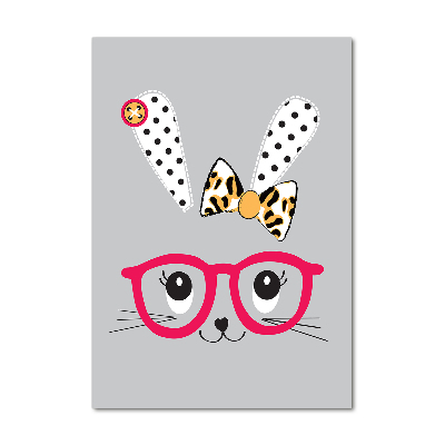 Verticale foto op glas Konijn met bril