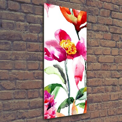 Verticale glasfoto Wilde bloemen