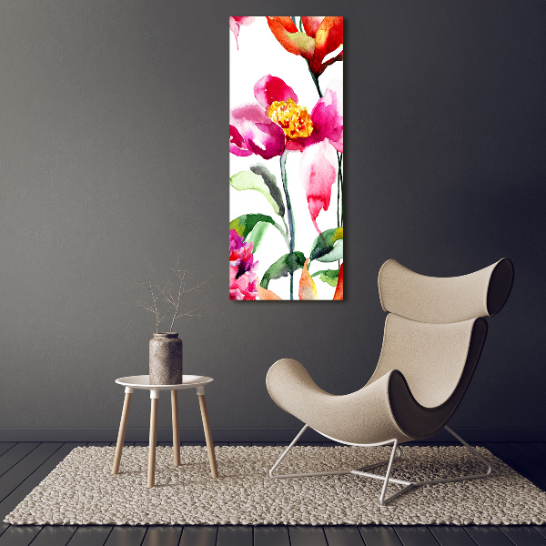 Verticale glasfoto Wilde bloemen
