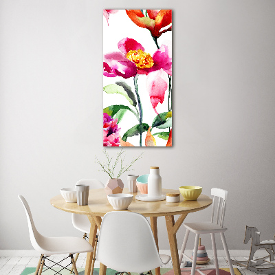 Verticale glasfoto Wilde bloemen