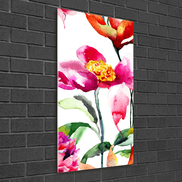 Verticale glasfoto Wilde bloemen