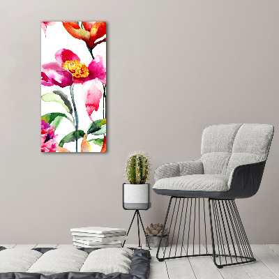 Verticale glasfoto Wilde bloemen