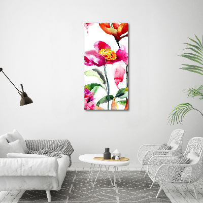 Verticale glasfoto Wilde bloemen