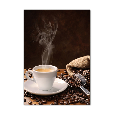 Verticaal glasschilderij Een kopje koffie