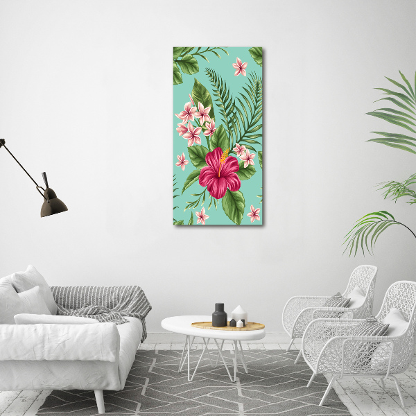 Verticale glasfoto Hawaiiaanse bloemen