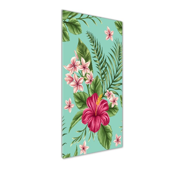 Verticale glasfoto Hawaiiaanse bloemen