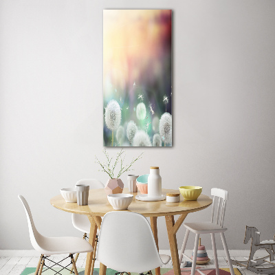 Verticale glasfoto Paardenbloemen