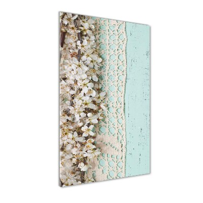 Verticaal glasschilderij Kersenbloesems