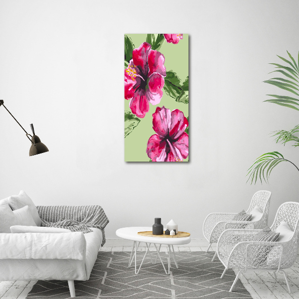 Verticale glasfoto Hawaiiaanse bloemen
