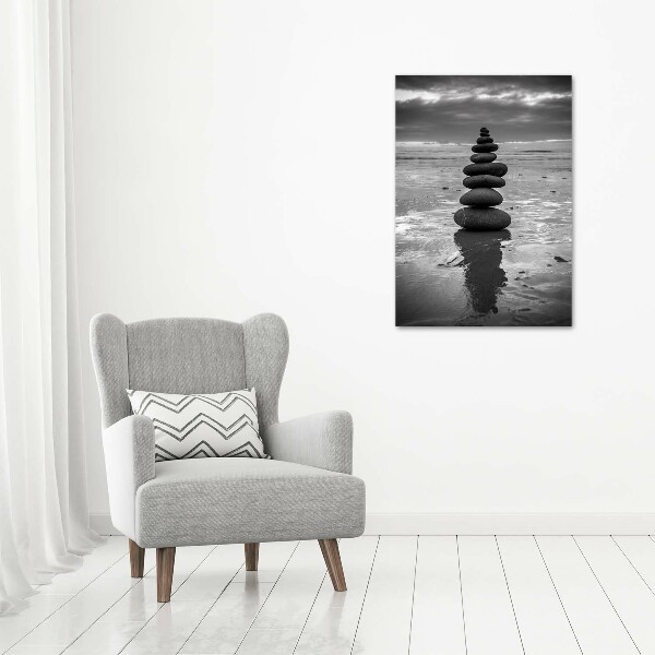 Verticaal glasschilderij Stenen op het strand