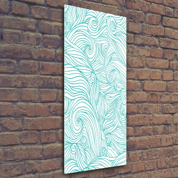 Verticale glasfoto Blauwe golven