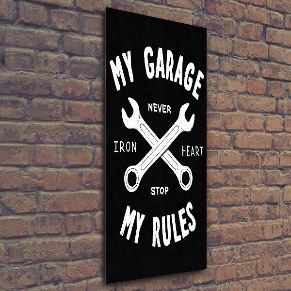 Verticale glasfoto Mijn garage