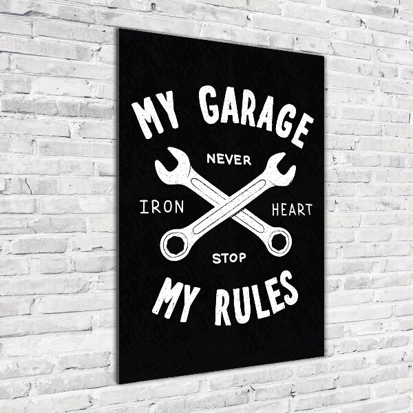 Verticale glasfoto Mijn garage