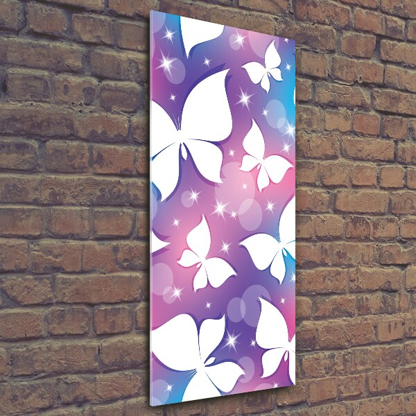 Nowoczesny szklany obraz ze zdjęcia pionowy Motyle
