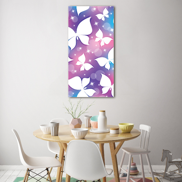Nowoczesny szklany obraz ze zdjęcia pionowy Motyle