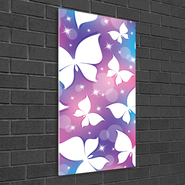 Nowoczesny szklany obraz ze zdjęcia pionowy Motyle