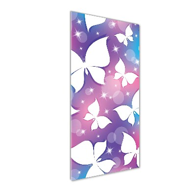 Nowoczesny szklany obraz ze zdjęcia pionowy Motyle