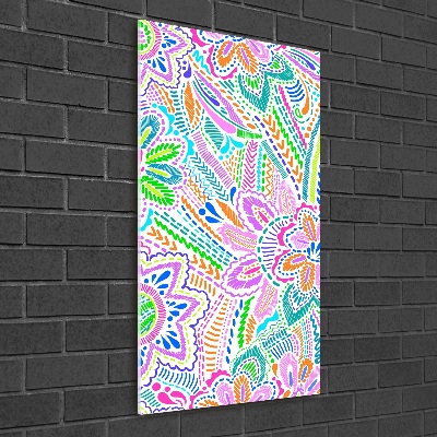 Verticale glasfoto Bloemenpatroon