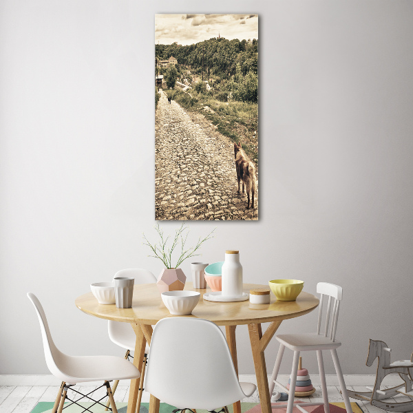 Verticale glasfoto Twee honden van de heuvel