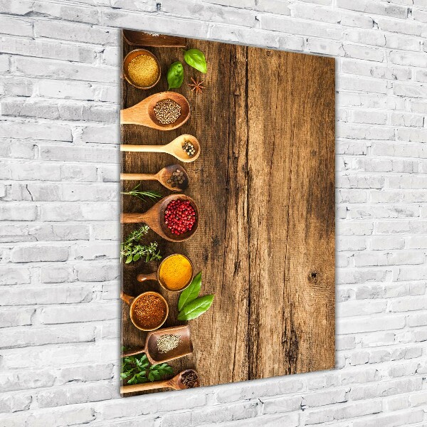 Verticale glasfoto Kleurrijke kruiden