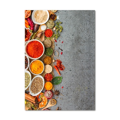 Verticale glasfoto Kleurrijke kruiden