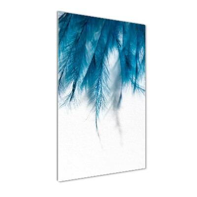 Verticale glasfoto Blauwe veren
