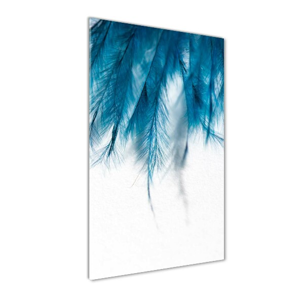 Verticale glasfoto Blauwe veren