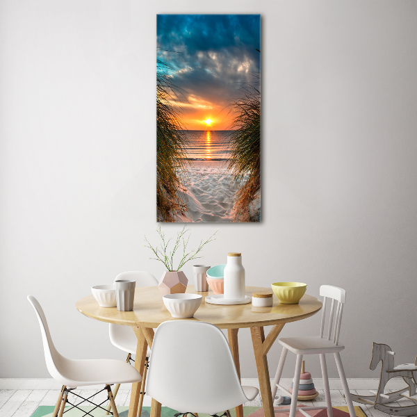 Foto obraz na szkle pionowy Zachód słońca morze