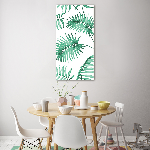Verticaal glasschilderij Tropische bladeren