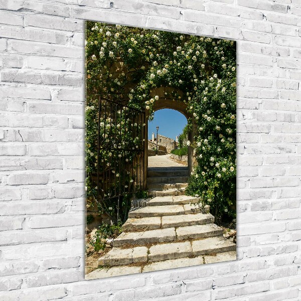 Verticale glasfoto Bloemenboog