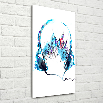 Verticale glasfoto Muziek van de stad