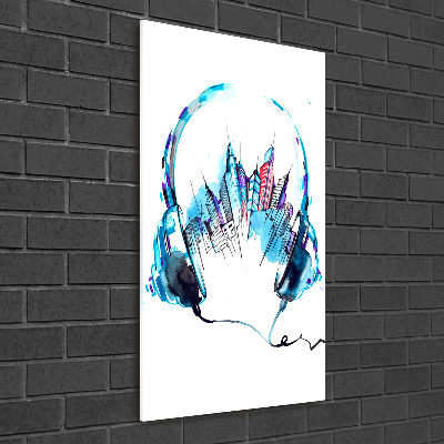 Verticale glasfoto Muziek van de stad