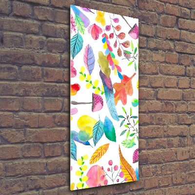 Foto obraz na szkle pionowy Liście i grzyby