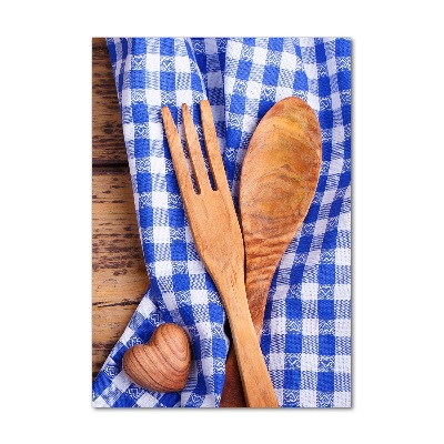 Verticaal glasschilderij Houten bestek