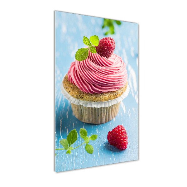 Verticale foto op glas Frambozen cupcake