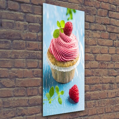 Verticale foto op glas Frambozen cupcake