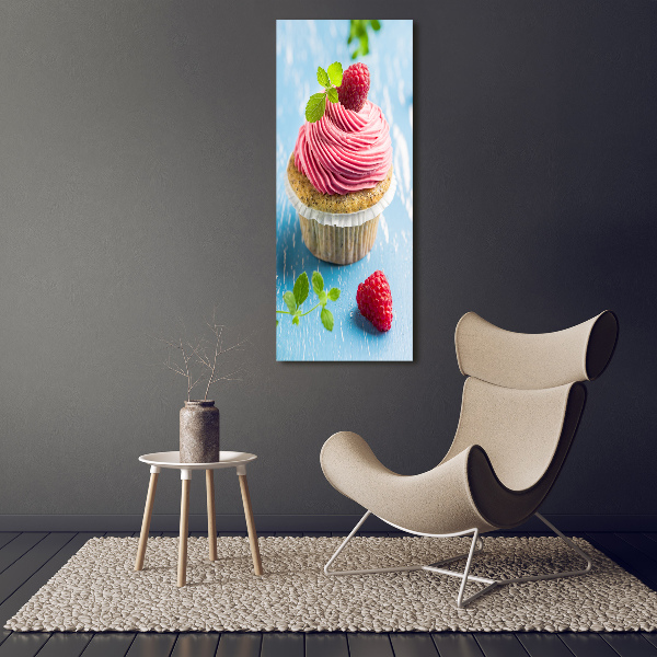 Verticale foto op glas Frambozen cupcake