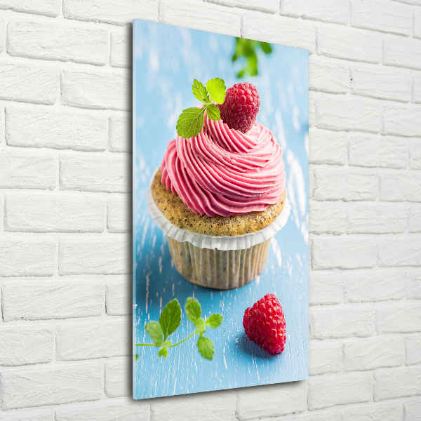 Verticale foto op glas Frambozen cupcake