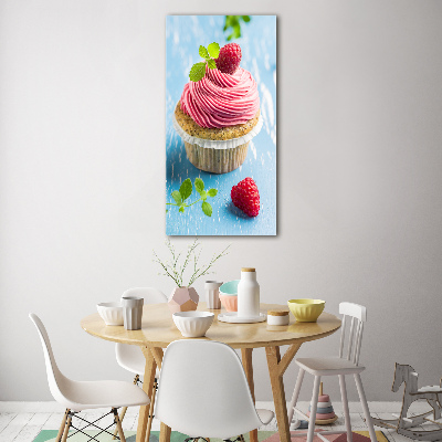 Verticale foto op glas Frambozen cupcake