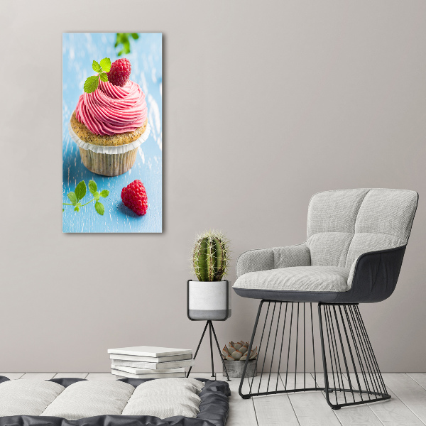 Verticale foto op glas Frambozen cupcake